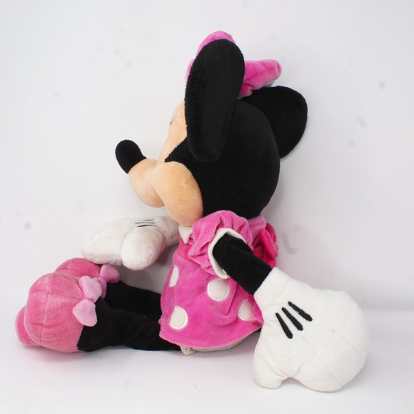 Disney Store Minnie Mouse Plush Toy Stuffed Pink Polka Dot Dress Bow 16" - Picture 4 of 6